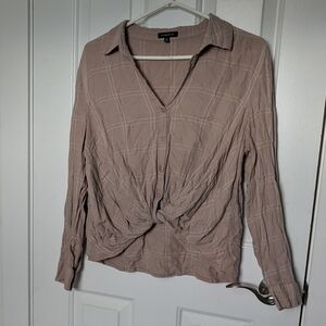 Dynamite | Tan twist front button down blouse in size Small